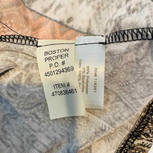 Boston Proper Blouse Womens Small Tan Black Orange Beaded Collar Animal Print - Picture 7 of 7